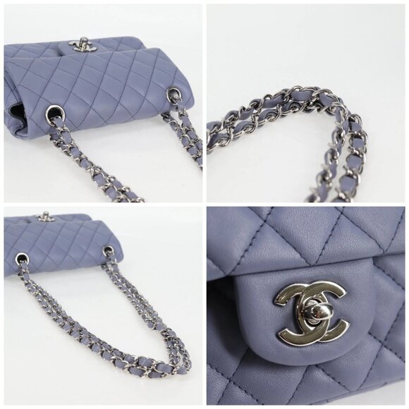 CHANEL Matelasse Chain Shoulder Bag Lamb Skin Purple Silver CC Auth 132927V - Picture 16 of 16